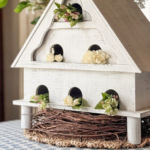 Load image into Gallery viewer, Distressed White Wood Functional Bird House | Outdoor Rated
