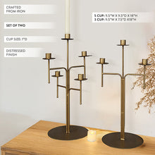 Load image into Gallery viewer, Freestanding Antique Iron Candelabra, Set of Two
