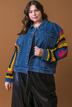 Load image into Gallery viewer, FESTIVAL WEAVE WASHED DENIM JACKET
