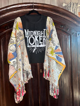Load image into Gallery viewer, Butterfly Fringed Top  “Midnight Toker Kantha Sleeves Poncho
