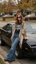 Load image into Gallery viewer, Butterfly Fringed Top  “Midnight Toker Kantha Sleeves Poncho
