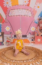 Load image into Gallery viewer, Retro floral first birthday romper
