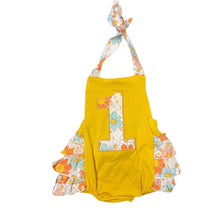 Load image into Gallery viewer, Retro floral first birthday romper

