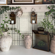 Load image into Gallery viewer, Rustic Bronze Tempered Glass Lanterns, Set of Three
