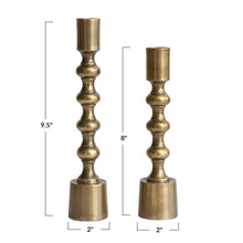 Load image into Gallery viewer, Taper Candle Holders, Antique Gold Finish, Set of 2
