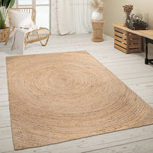 Load image into Gallery viewer, Jute Rug Kaia Hand-Woven with Decorative Circles in Nature Brown
