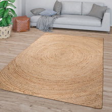 Load image into Gallery viewer, Jute Rug Kaia Hand-Woven with Decorative Circles in Nature Brown
