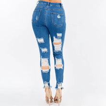 Load image into Gallery viewer, High Waisted Super Destroyed Skinny Jean
