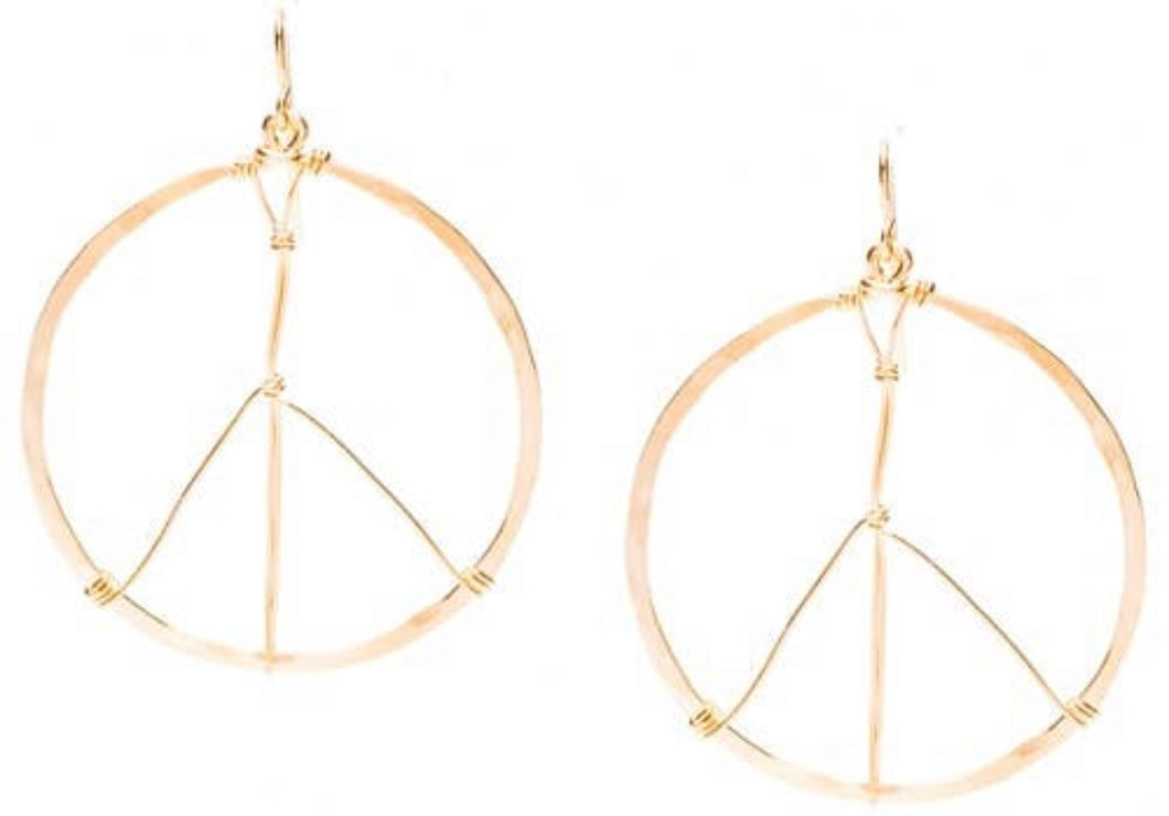 Hammered Geometric Minimalist Gold Peace Earrings