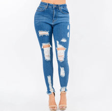 Load image into Gallery viewer, High Waisted Super Destroyed Skinny Jean
