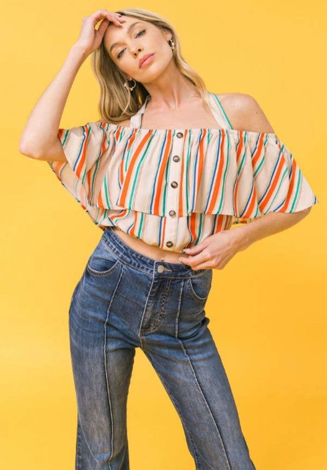 Halter Off the Shoulder Crop Top