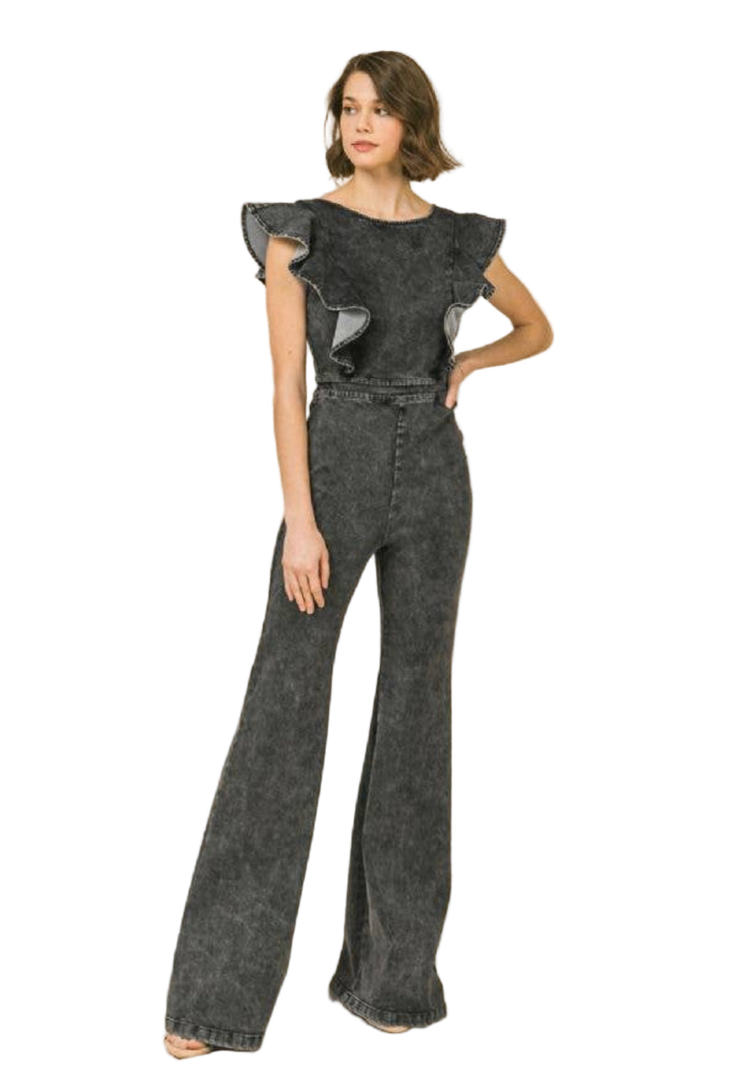 Acid Wash Denim Jumpsuit